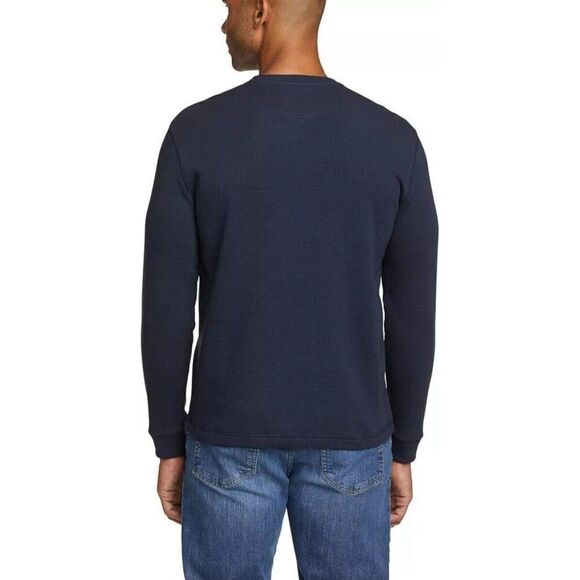NWT Eddie Bauer Men's Cotton Rich Premium Thermal Crew Neck Long Sleeve Navy, M - Picture 4 of 4